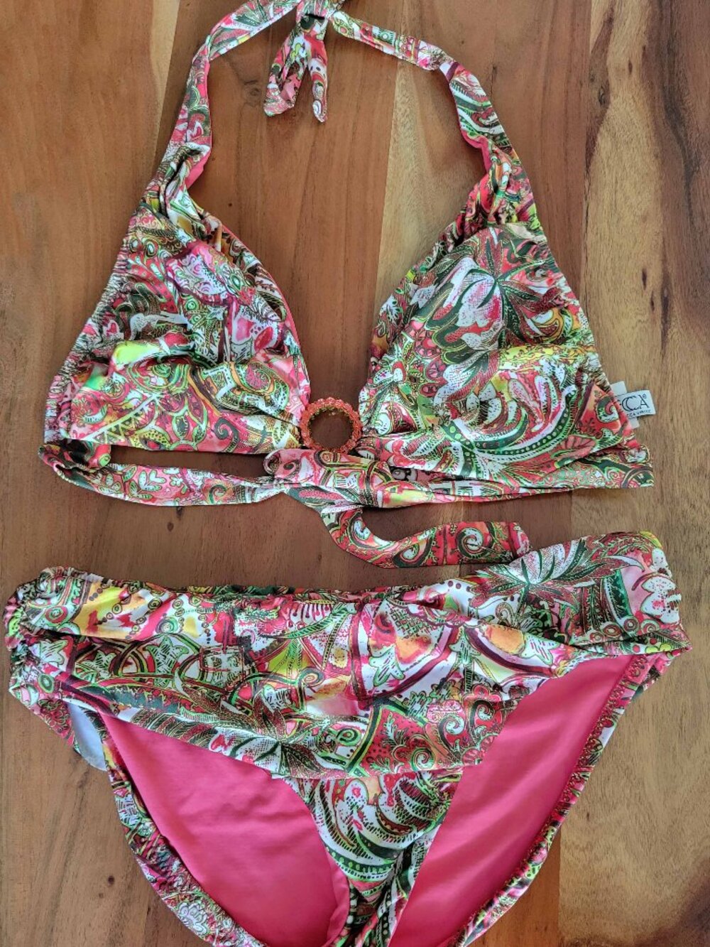Becca Bikini 2PC Set Paisley Floral Print Swimsuit M/L